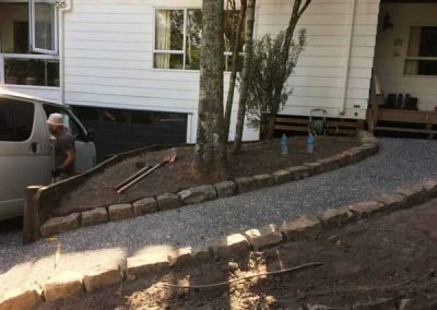 blue stone kerbs and a garden we have landscaped and planted